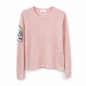 Amuse Paris S Skull Cashmere Pullover 0588 Scoop Neck Sweater Light pink small